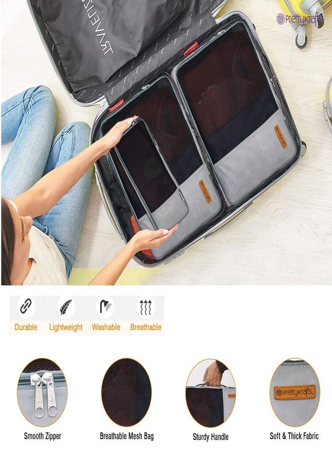 PrettyKrafts packing Orgnizers Travel bags (Set of 4), Grey - Image 5